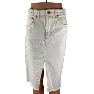 Urban Outfitters BDG Womens White High Rise Slit Midi Flare A-Line Denim Skirt M